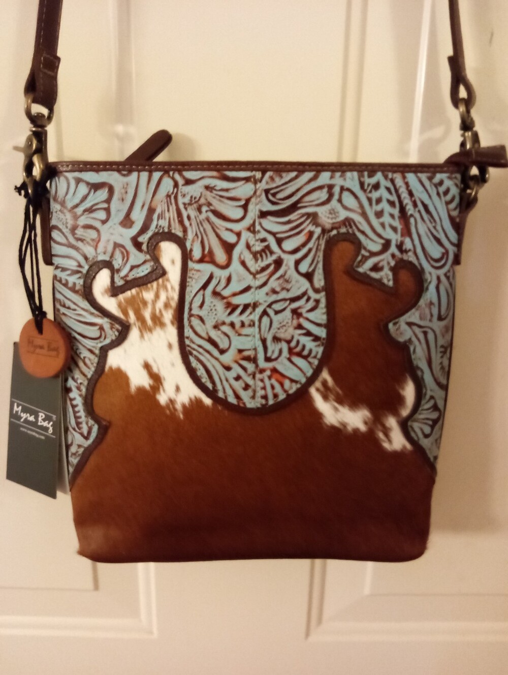 Myra Bag Co Genuine Tooled Leather & Hide Purse